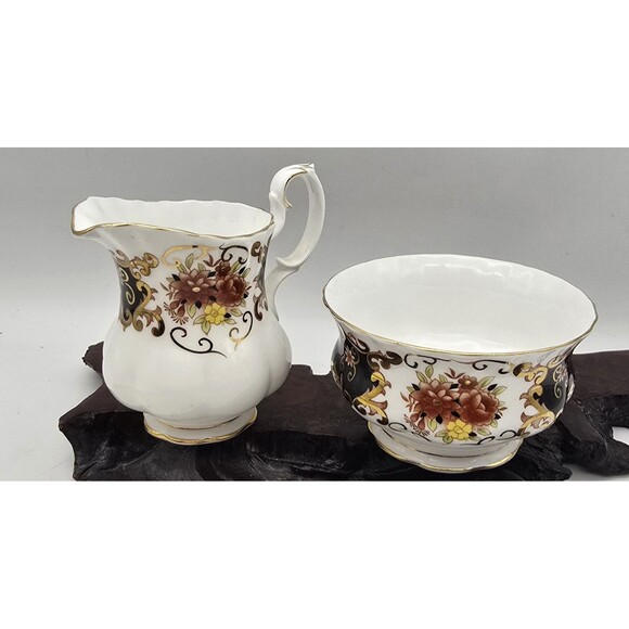 Royal Albert Other - Royal Albert Bone China Heritage Sugar & Creamer Scalloped Gold Trim VTG Easter